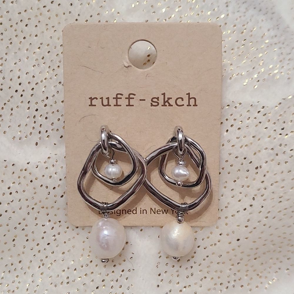 Double dangle and pearl earrings